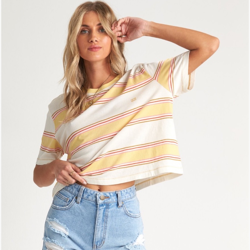 Billabong Striped Cropped Tee - Picture 3 of 8